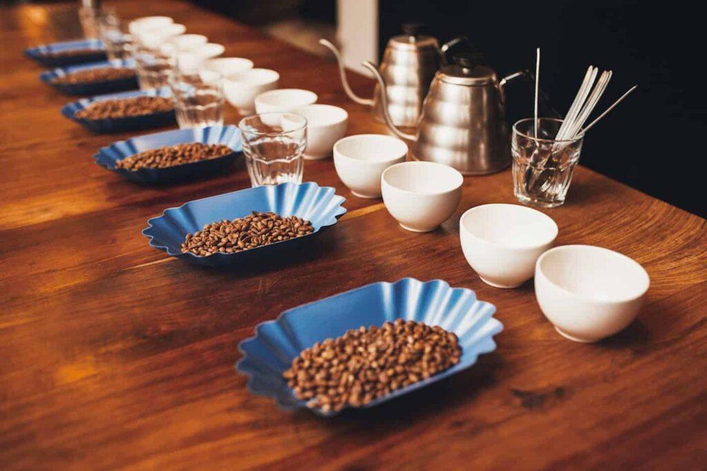 Roasted coffee ready for cupping